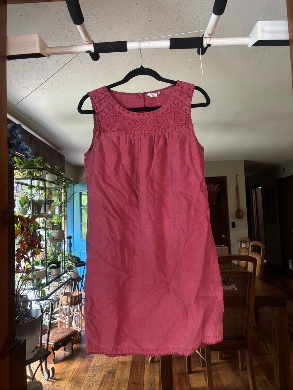 Artisan NY Women’s Sleeveless 100% Linen Embroidered Pink Shift Dress Size M